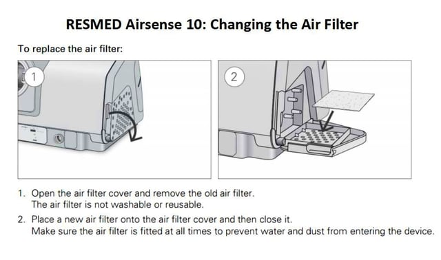 RESMED_AIRSENSE_10 filter cleaning instructions