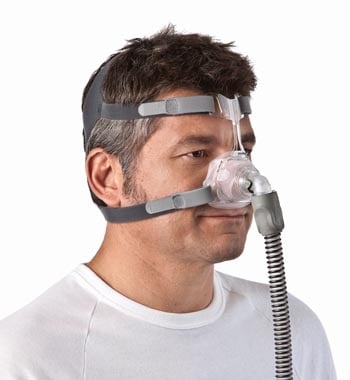 resmed mirage fx nasal cpap mask on man