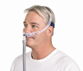 swift fx nasal pillow mask on man